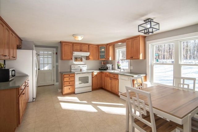 kitchen featuring sink and white appliances