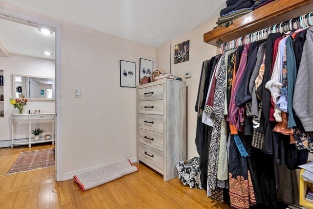 walk in closet featuring light wood-style floors