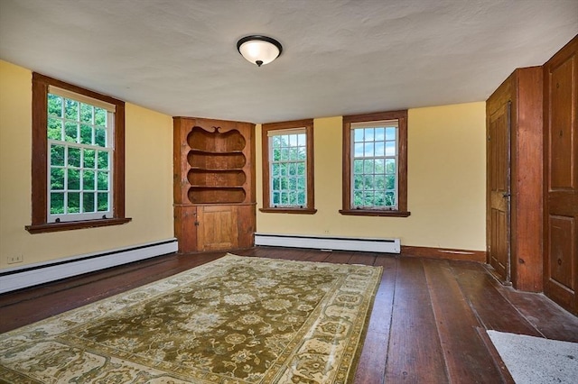 40 Whately Glen Rd, Conway, MA 01341 - unfurnished room featuring a baseboard heating unit, wood-type flooring, and built in features