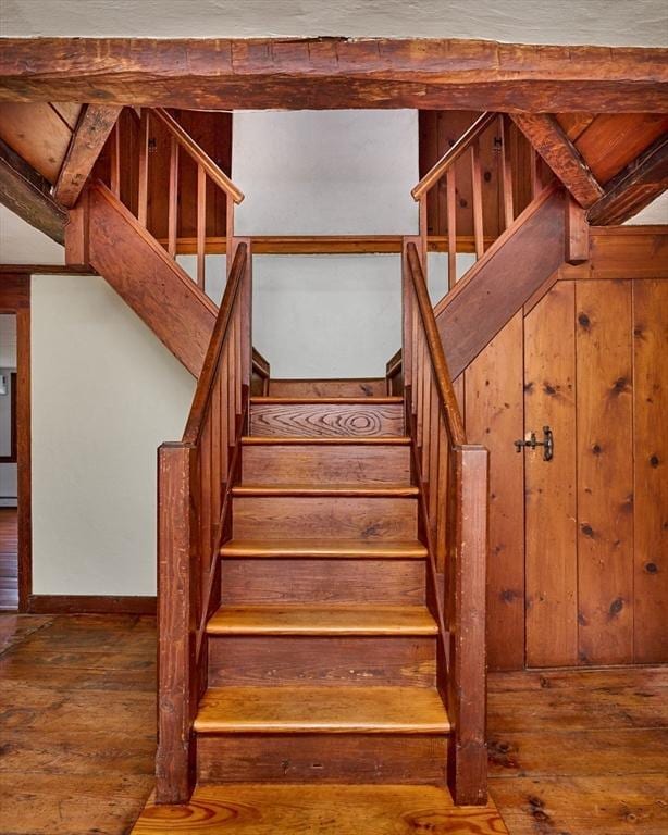 40 Whately Glen Rd, Conway, MA 01341 - stairway featuring hardwood / wood-style floors