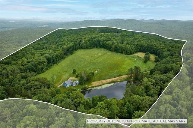 40 Whately Glen Rd, Conway, MA 01341 - aerial overview of property's location featuring property boundaries highlighted and a water and mountain view