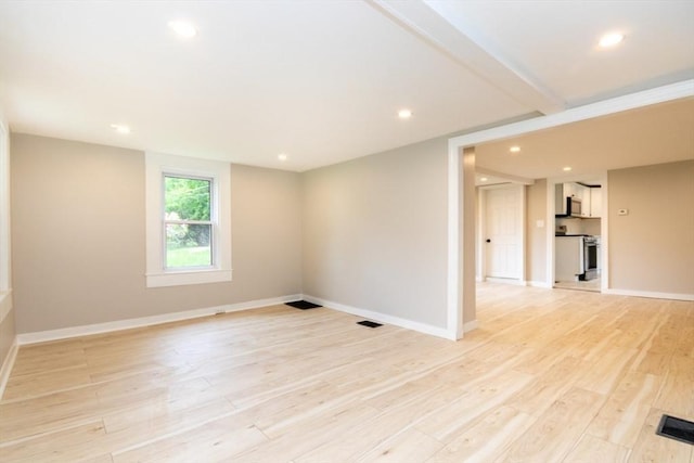67 Thatcher St, Brockton, MA 02302 - empty room with recessed lighting, light wood-style floors, and baseboards