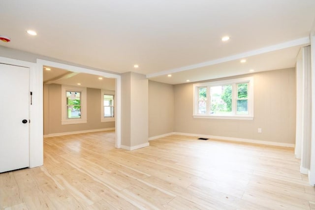 67 Thatcher St, Brockton, MA 02302 - unfurnished room with light wood-type flooring, healthy amount of natural light, baseboards, and recessed lighting