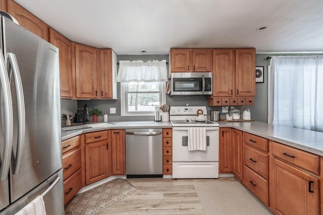 kitchen featuring light hardwood / wood-style flooring and stainless steel appliances