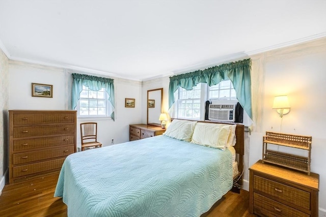 127 Short Beach Rd, Barnstable, MA 02632 - bedroom with crown molding, wood finished floors, cooling unit, and baseboards