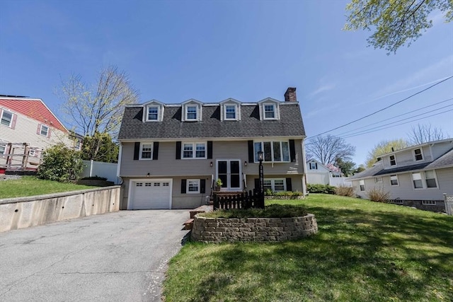 37 Hillcrest Ave, Methuen, MA 01844 - raised ranch with a chimney, asphalt driveway, a garage, and roof with shingles