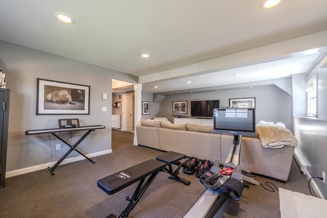 37 Hillcrest Ave, Methuen, MA 01844 - exercise room featuring carpet flooring, recessed lighting, and baseboards