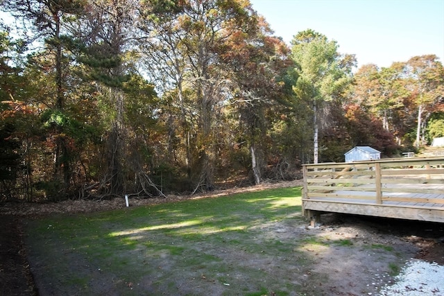 view of yard featuring a deck