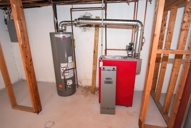 utilities with electric panel and gas water heater