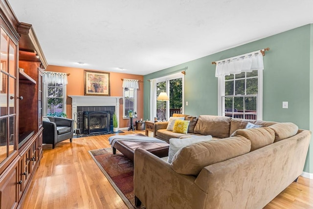4 Kattail Rd, Hudson, MA 01749 - living area featuring light wood-type flooring and a tiled fireplace