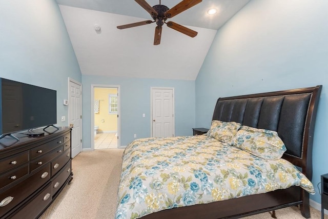 16 Preserve Way, Sturbridge, MA 01566 - bedroom featuring lofted ceiling, light carpet, baseboards, and ensuite bath