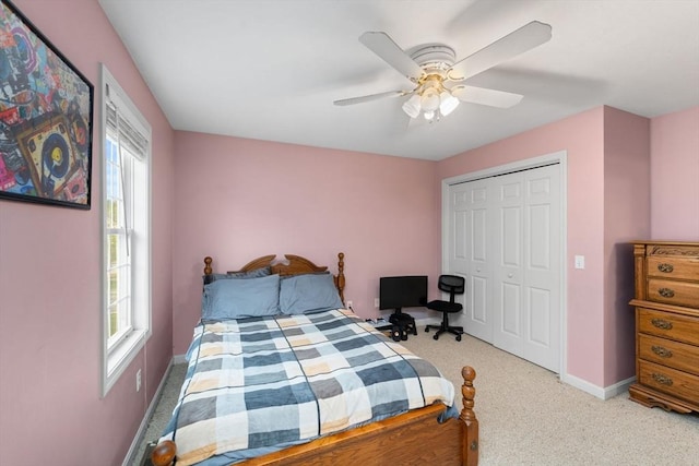 16 Preserve Way, Sturbridge, MA 01566 - bedroom with carpet flooring, a closet, baseboards, and a ceiling fan