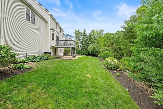 16 Preserve Way, Sturbridge, MA 01566 - view of green lawn with a deck, stairway, and a patio area