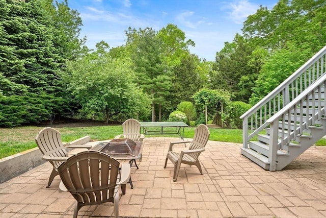 16 Preserve Way, Sturbridge, MA 01566 - view of patio / terrace featuring a fire pit and stairway