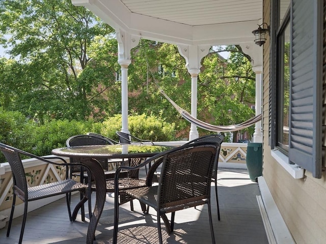 view of patio featuring outdoor dining area