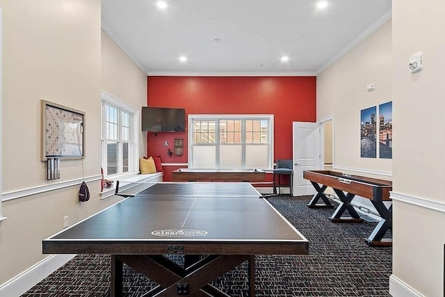 320 Middlesex Ave Unit B-204, Medford, MA 02155 - rec room with ornamental molding, recessed lighting, baseboards, and carpet floors