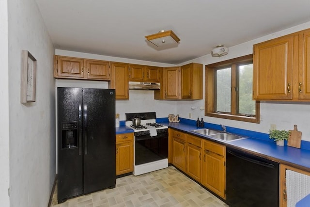 245 State Rd, Phillipston, MA 01331 - kitchen featuring black appliances, under cabinet range hood, and brown cabinetry