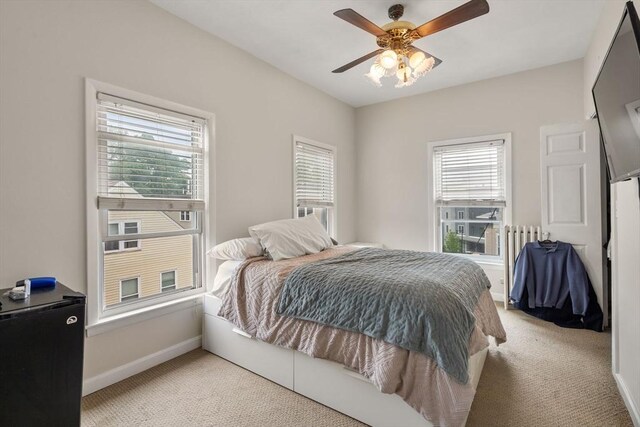 13 Knowlton St, Boston, MA 02127 - bedroom with light colored carpet, baseboards, and ceiling fan