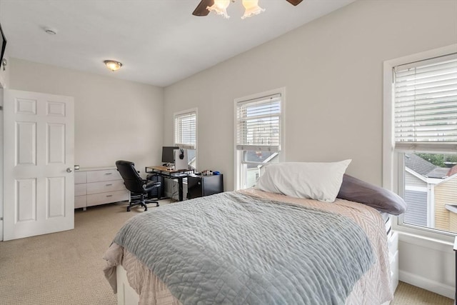 13 Knowlton St, Boston, MA 02127 - bedroom with light carpet, an office area, and ceiling fan