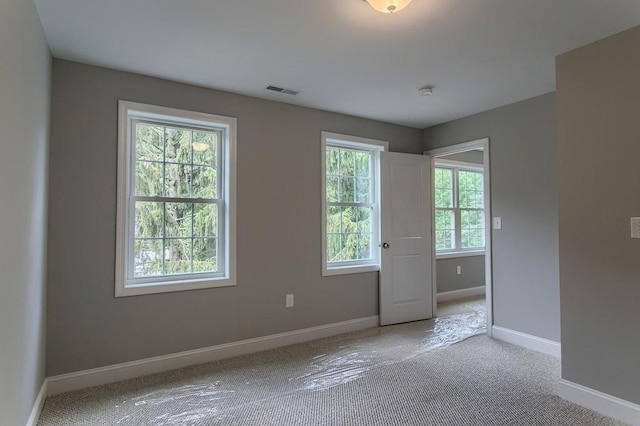 empty room featuring light colored carpet and a wealth of natural light