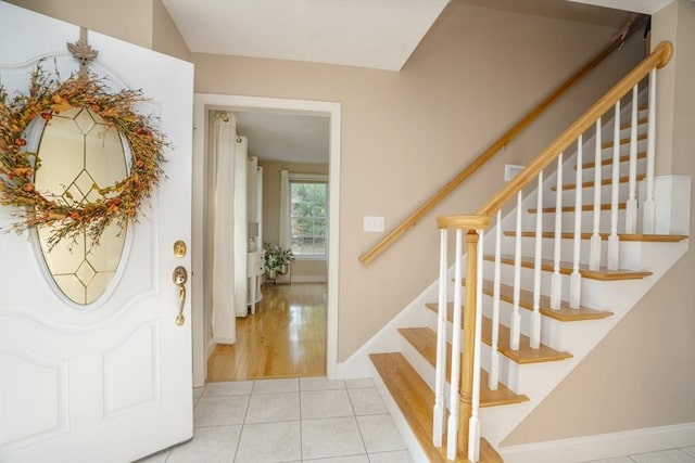 foyer with light hardwood / wood-style flooring