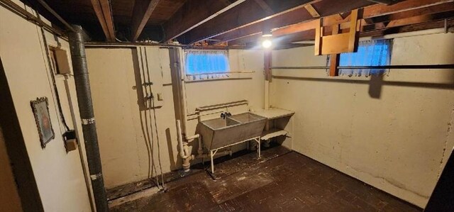 basement with sink