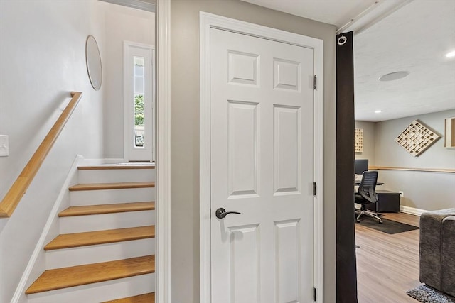 5 Holly Ter, Worcester, MA 01607 - stairway with wood finished floors and recessed lighting