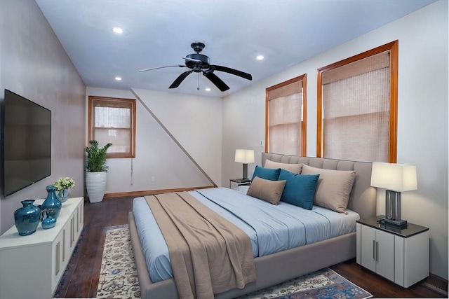 30 Royal St, Randolph, MA 02368 - bedroom featuring dark wood-style floors, recessed lighting, and ceiling fan
