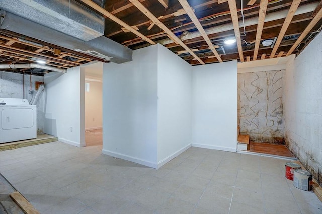 30 Royal St, Randolph, MA 02368 - unfinished below grade area with washer / clothes dryer