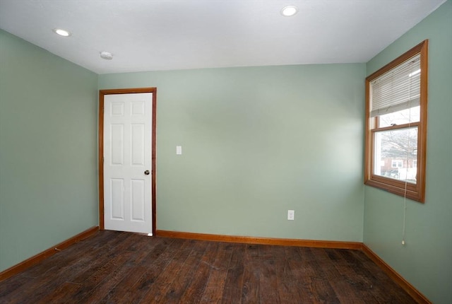 30 Royal St, Randolph, MA 02368 - unfurnished room with baseboards, dark wood-type flooring, and recessed lighting