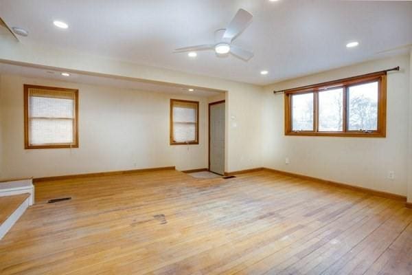 30 Royal St, Randolph, MA 02368 - spare room with a ceiling fan, baseboards, wood finished floors, and recessed lighting