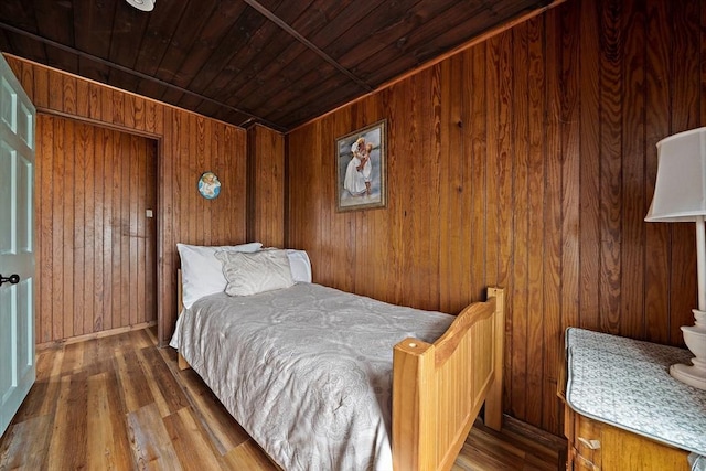 18 Marshfield Ave, Scituate, MA 02066 - bedroom featuring wooden ceiling, wooden walls, and wood finished floors