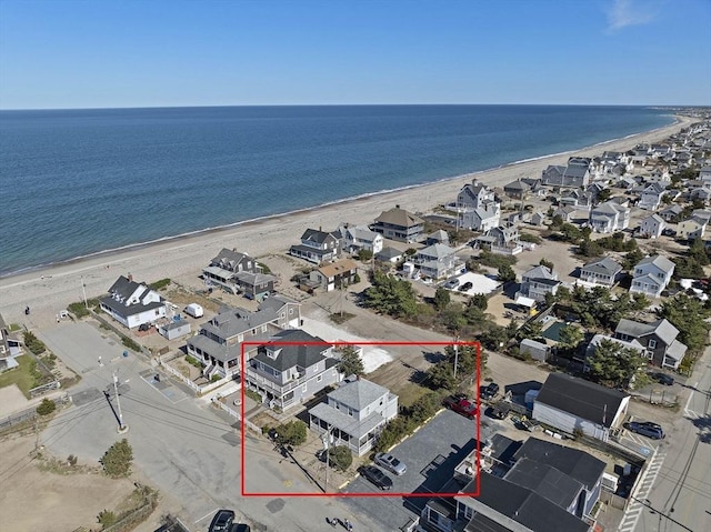 18 Marshfield Ave, Scituate, MA 02066 - aerial perspective of suburban area with expansive beach and property parcel outlined