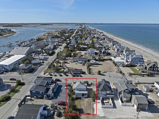 18 Marshfield Ave, Scituate, MA 02066 - aerial perspective of suburban area with property parcel outlined and expansive coastline