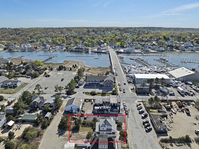 18 Marshfield Ave, Scituate, MA 02066 - aerial overview of property's location featuring property boundaries highlighted and a large body of water