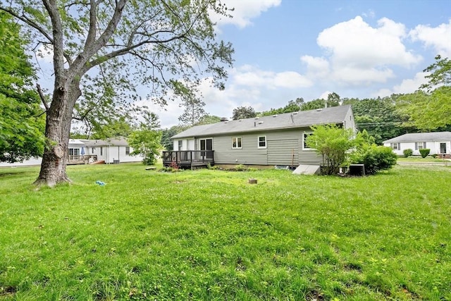 15 Leonard Rd, Sharon, MA 02067 - back of house with a wooden deck and a lawn
