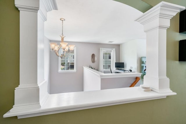 622 Hampton Way Unit 622, Abington, MA 02351 - hallway featuring ornate columns and a chandelier