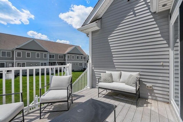 622 Hampton Way Unit 622, Abington, MA 02351 - wooden deck with a lawn, an outdoor hangout area, and a residential view