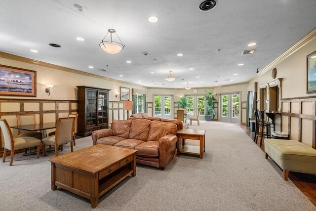 622 Hampton Way Unit 622, Abington, MA 02351 - living area with ornamental molding, carpet flooring, and recessed lighting