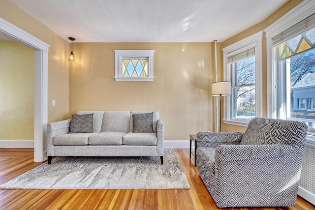 living area featuring hardwood / wood-style floors