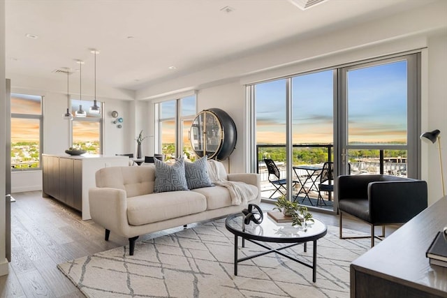 living area with light wood-style flooring