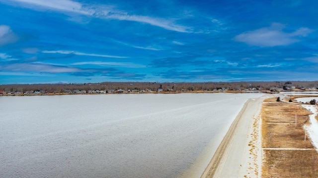 view of road with a water view