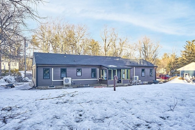 view of snow covered property