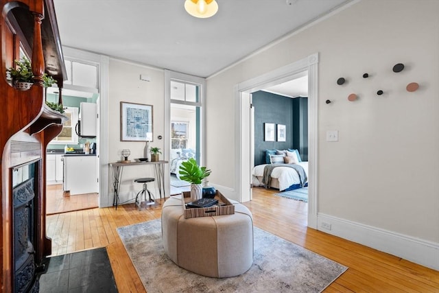 living area featuring light wood-type flooring