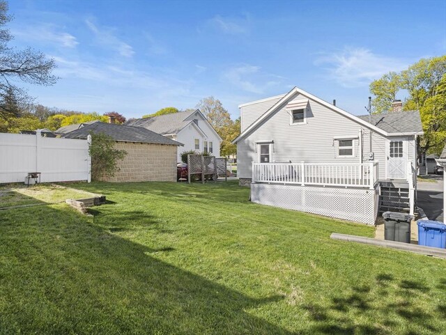 exterior space with fence and a wooden deck