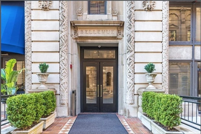 doorway to property with french doors