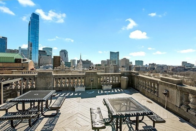 view of patio / terrace featuring a skyline view
