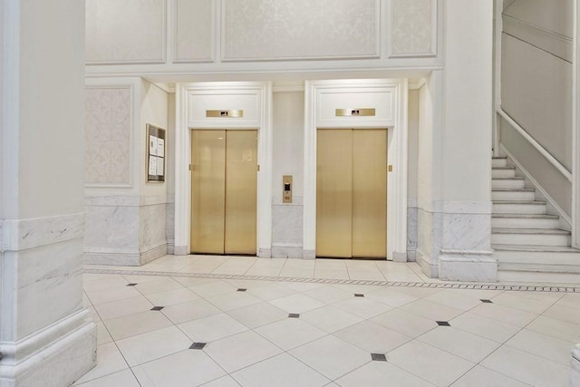 view of exterior entry featuring elevator