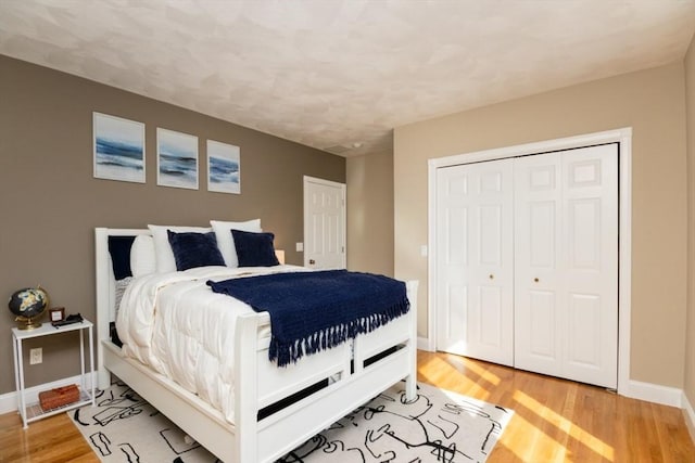87 Lewis Point Rd, Bourne, MA 02532 - bedroom with light wood finished floors, a closet, and baseboards