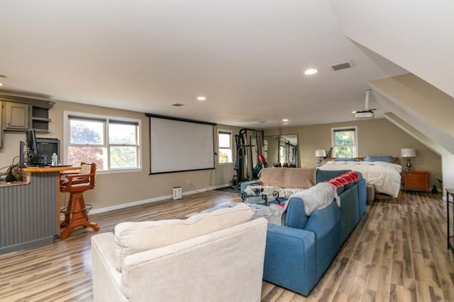 87 Lewis Point Rd, Bourne, MA 02532 - living room with light wood-style floors, recessed lighting, and baseboards